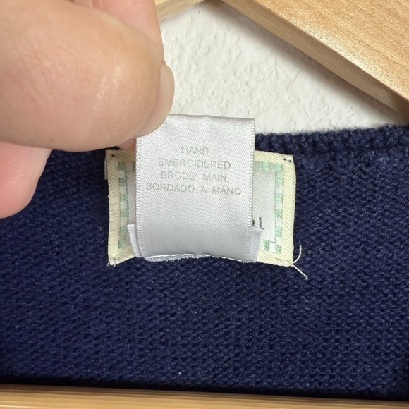 VINTAGE 90s Susan Bristol Hand Embroidered Floral Sweater Vest Navy Multi M - Picture 10 of 10